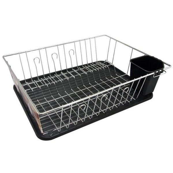 Megachef Megachef DR-180 16 in. Chrome Plated & Plastic Counter Top Drying Dish Rack; Black DR-180